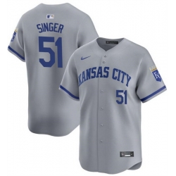 Men Kansas City Royals 51 Brady Singer Grey Away Limited Stitched Baseball Jersey