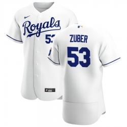 Men Kansas City Royals 53 Tyler Zuber Men Nike White Home 2020 Flex Base Player MLB Jersey