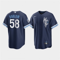 Men Kansas City Royals 58 Scott Barlow 2022 Navy City Connect Cool Base Stitched jersey