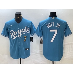 Men Kansas City Royals 7 Bobby Witt Jr  Light Blue 2024 Alternate Limited Stitched Baseball Jersey