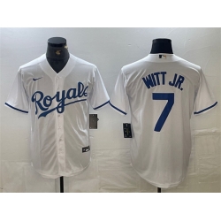 Men Kansas City Royals 7 Bobby Witt Jr  White Cool Base Stitched Baseball Jersey
