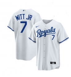 Men Kansas City Royals 7 Bobby Witt Jr  White Cool Base Stitched jersey