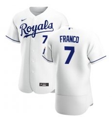 Men Kansas City Royals 7 Maikel Franco Men Nike White Home 2020 Flex Base Player MLB Jersey