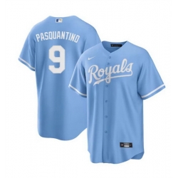 Men Kansas City Royals 9 Vinnie Pasquantino Blue Cool Base Stitched Baseball Jersey