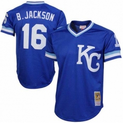 Men Kansas City Royals Bo Jackson 16 Mitchell and Ness Pull Over Stitched MLB Jersey