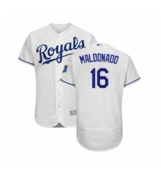 Mens Kansas City Royals 16 Martin Maldonado White Flexbase Authentic Collection Baseball Jersey