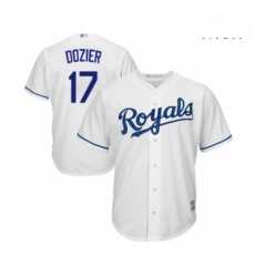 Mens Kansas City Royals 17 Hunter Dozier Replica White Home Cool Base Baseball Jersey 
