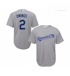 Mens Kansas City Royals 2 Chris Owings Replica Grey Road Cool Base Baseball Jersey 