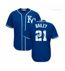 Mens Kansas City Royals 21 Homer Bailey Blue Authentic Blue Team Logo Fashion Cool Base Baseball Jersey 