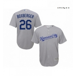 Mens Kansas City Royals 26 Brad Boxberger Replica Grey Road Cool Base Baseball Jersey 