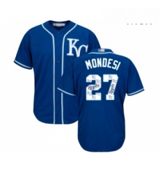 Mens Kansas City Royals 27 Adalberto Mondesi Blue Authentic Blue Team Logo Fashion Cool Base Baseball Jersey 