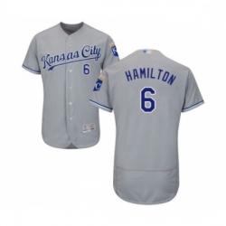 Mens Kansas City Royals 6 Billy Hamilton Grey Road Flex Base Authentic Collection Baseball Jersey