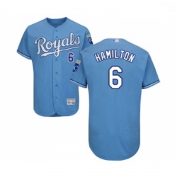 Mens Kansas City Royals 6 Billy Hamilton Light Blue Alternate Flex Base Authentic Collection Baseball Jersey