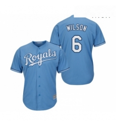 Mens Kansas City Royals 6 Willie Wilson Replica Light Blue Alternate 1 Cool Base Baseball Jersey 