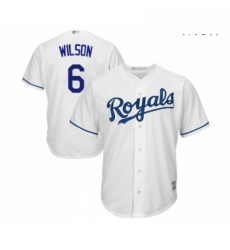 Mens Kansas City Royals 6 Willie Wilson Replica White Home Cool Base Baseball Jersey 
