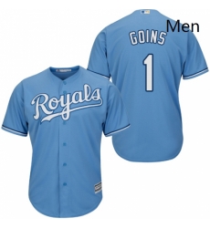Mens Majestic Kansas City Royals 1 Ryan Goins Replica Light Blue Alternate 1 Cool Base MLB Jersey 