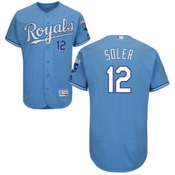 Mens Majestic Kansas City Royals 12 Jorge Soler Light Blue Flexbase Authentic Collection MLB Jersey