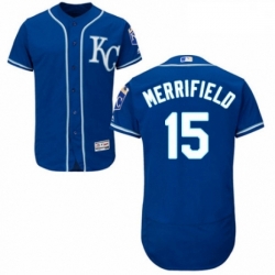 Mens Majestic Kansas City Royals 15 Whit Merrifield Royal Blue Alternate Flex Base Authentic Collection MLB Jersey