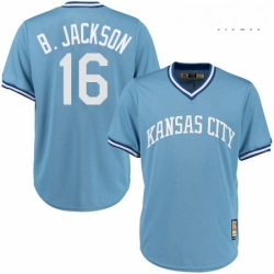 Mens Majestic Kansas City Royals 16 Bo Jackson Authentic Light Blue Cooperstown MLB Jersey