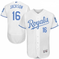 Mens Majestic Kansas City Royals 16 Bo Jackson Authentic White 2016 Fathers Day Fashion Flex Base MLB Jersey