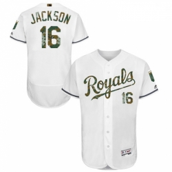 Mens Majestic Kansas City Royals 16 Bo Jackson Authentic White 2016 Memorial Day Fashion Flex Base MLB Jersey