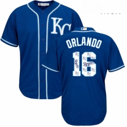 Mens Majestic Kansas City Royals 16 Paulo Orlando Authentic Blue Team Logo Fashion Cool Base MLB Jersey