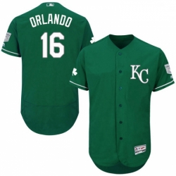 Mens Majestic Kansas City Royals 16 Paulo Orlando Green Celtic Flexbase Authentic Collection MLB Jersey