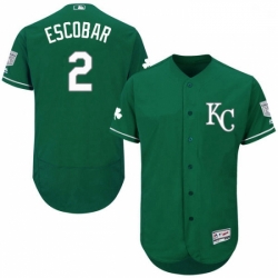 Mens Majestic Kansas City Royals 2 Alcides Escobar Green Celtic Flexbase Authentic Collection MLB Jersey