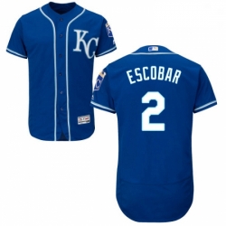 Mens Majestic Kansas City Royals 2 Alcides Escobar Royal Blue Alternate Flex Base Authentic Collection MLB Jersey