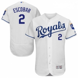 Mens Majestic Kansas City Royals 2 Alcides Escobar White Flexbase Authentic Collection MLB Jersey
