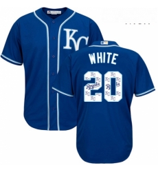 Mens Majestic Kansas City Royals 20 Frank White Authentic Blue Team Logo Fashion Cool Base MLB Jersey