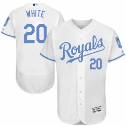 Mens Majestic Kansas City Royals 20 Frank White Authentic White 2016 Fathers Day Fashion Flex Base MLB Jersey