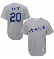 Mens Majestic Kansas City Royals 20 Frank White Replica Grey Road Cool Base MLB Jersey