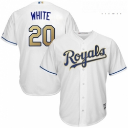 Mens Majestic Kansas City Royals 20 Frank White Replica White Home Cool Base MLB Jersey