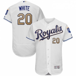 Mens Majestic Kansas City Royals 20 Frank White White Home Flex Base Authentic MLB Jersey
