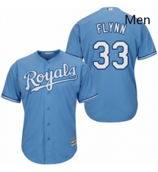 Mens Majestic Kansas City Royals 33 Brian Flynn Replica Light Blue Alternate 1 Cool Base MLB Jersey 
