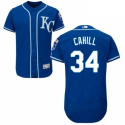 Mens Majestic Kansas City Royals 34 Trevor Cahill Blue Flexbase Authentic Collection MLB Jersey