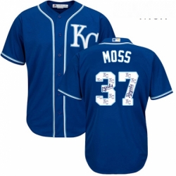 Mens Majestic Kansas City Royals 37 Brandon Moss Blue Authentic Blue Team Logo Fashion Cool Base MLB Jersey