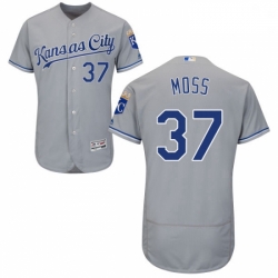 Mens Majestic Kansas City Royals 37 Brandon Moss Grey Flexbase Authentic Collection MLB Jersey