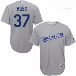 Mens Majestic Kansas City Royals 37 Brandon Moss Replica Grey Road Cool Base MLB Jersey