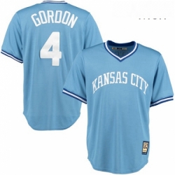 Mens Majestic Kansas City Royals 4 Alex Gordon Authentic Light Blue Cooperstown MLB Jersey