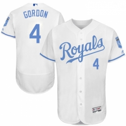 Mens Majestic Kansas City Royals 4 Alex Gordon Authentic White 2016 Fathers Day Fashion Flex Base MLB Jersey