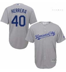 Mens Majestic Kansas City Royals 40 Kelvin Herrera Replica Grey Road Cool Base MLB Jersey
