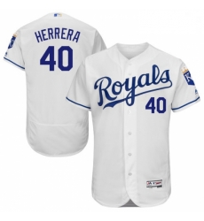 Mens Majestic Kansas City Royals 40 Kelvin Herrera White Flexbase Authentic Collection MLB Jersey