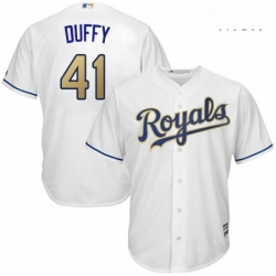 Mens Majestic Kansas City Royals 41 Danny Duffy Replica White Home Cool Base MLB Jersey