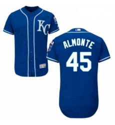 Mens Majestic Kansas City Royals 45 Abraham Almonte Royal Blue Alternate Flex Base Authentic Collection MLB Jersey