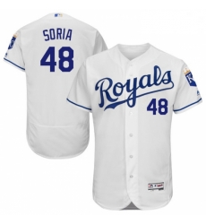 Mens Majestic Kansas City Royals 48 Joakim Soria White Flexbase Authentic Collection MLB Jersey