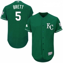Mens Majestic Kansas City Royals 5 George Brett Green Celtic Flexbase Authentic Collection MLB Jersey