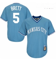 Mens Majestic Kansas City Royals 5 George Brett Replica Light Blue Cooperstown MLB Jersey
