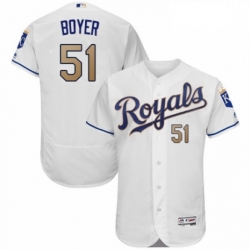 Mens Majestic Kansas City Royals 51 Blaine Boyer White Flexbase Authentic Collection MLB Jersey